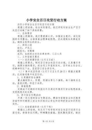 小学安全百日攻坚行动实施方案