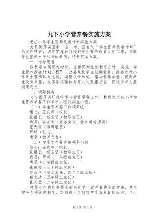 九下小学营养餐方案