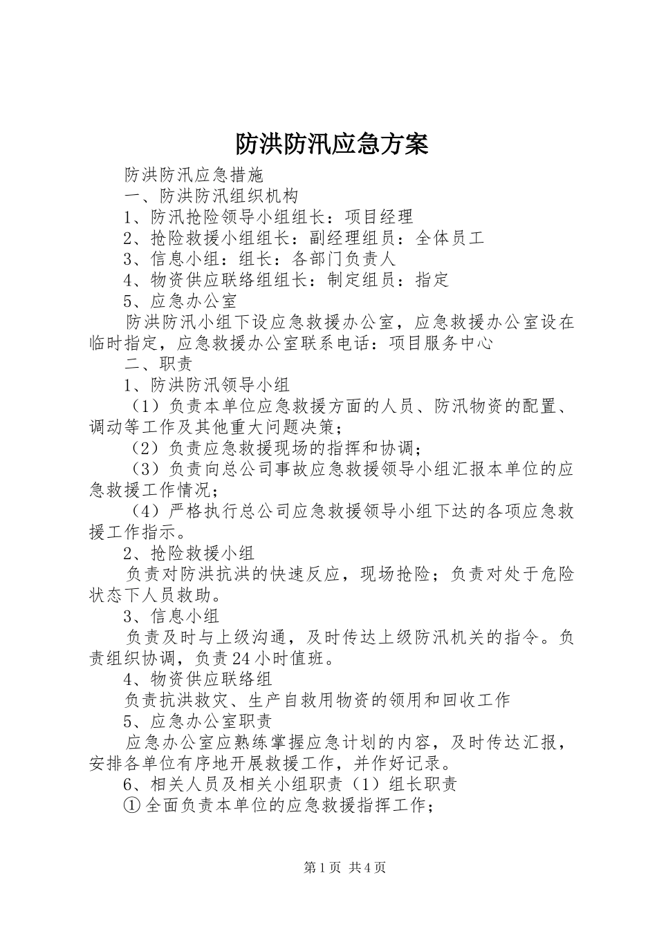 防洪防汛应急实施方案_第1页