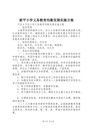 新平小学义务教育均衡发展方案