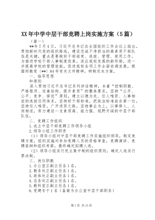 XX年中学中层干部竞聘上岗方案（5篇）