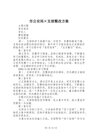 市公安局×支部整改实施方案