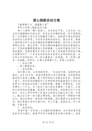 爱心捐款活动实施方案