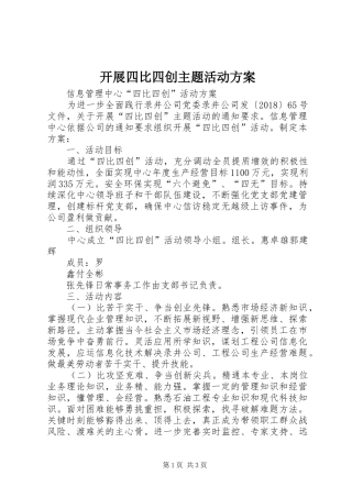 开展四比四创主题活动实施方案