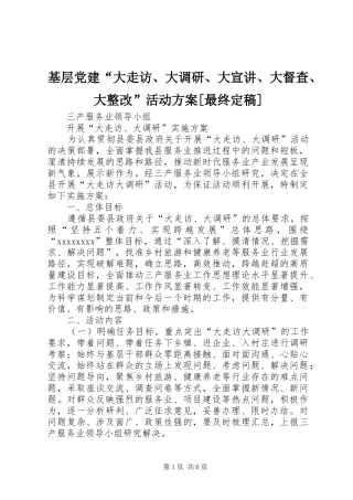 基层党建“大走访、大调研、大宣讲、大督查、大整改”活动实施方案[最终定稿]