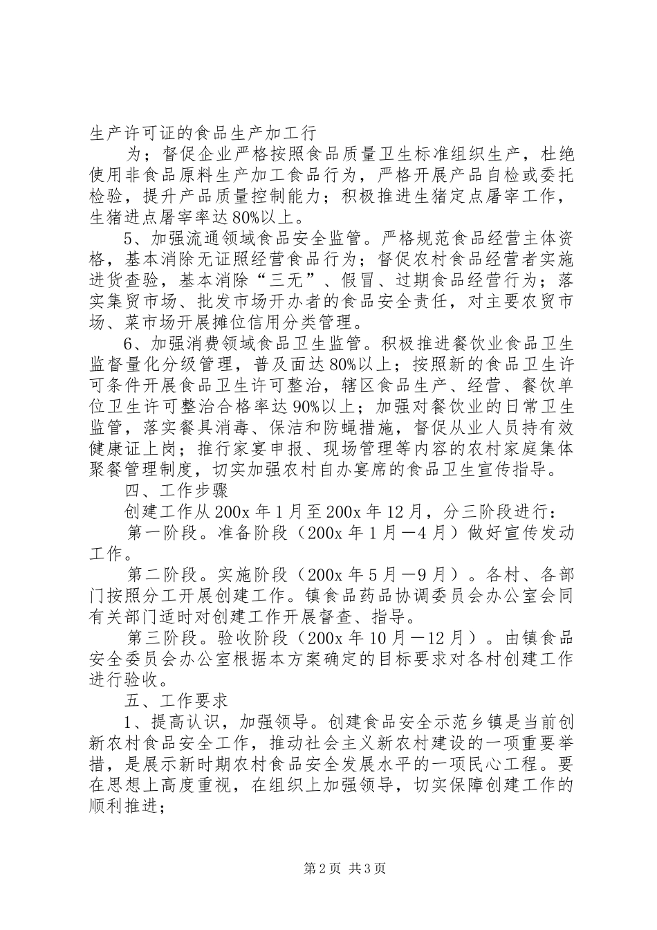 食品药品示范乡镇创建实施方案_第2页