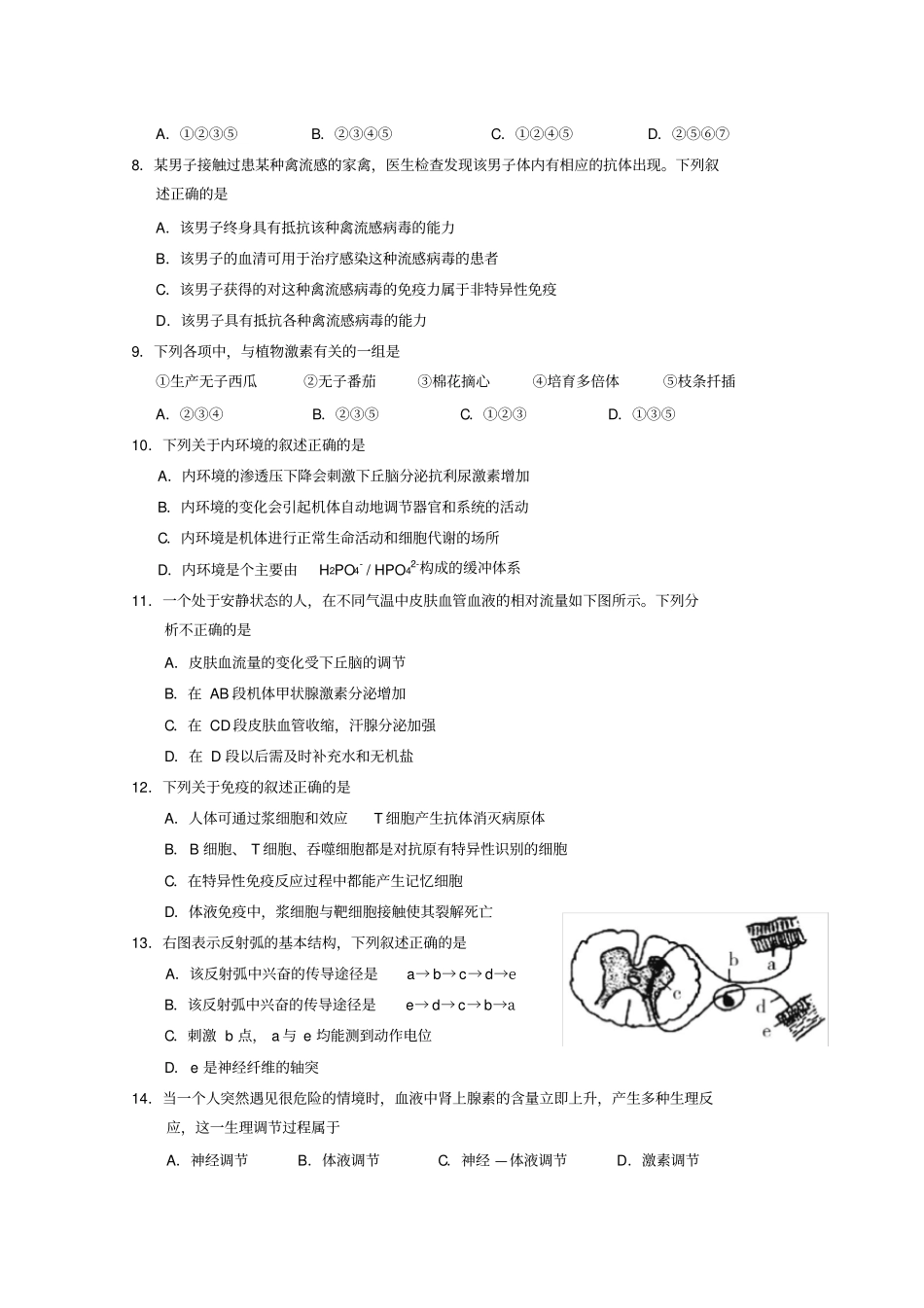 (完整word)高中生物必修三测试题及答案,推荐文档_第2页