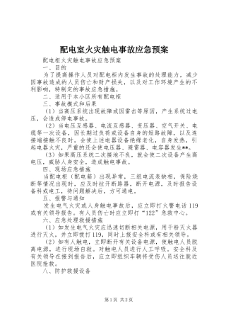 配电室火灾触电事故应急处理预案