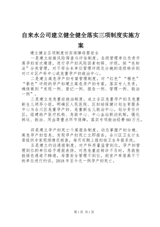 自来水公司建立健全健全落实三项制度方案