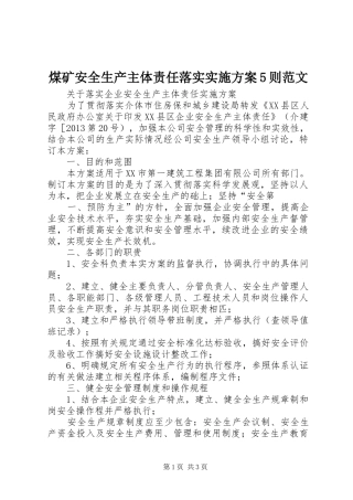 煤矿安全生产主体责任落实方案5则范文 (5)