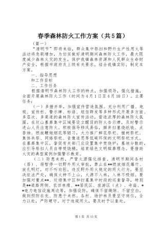 春季森林防火工作实施方案（共5篇）
