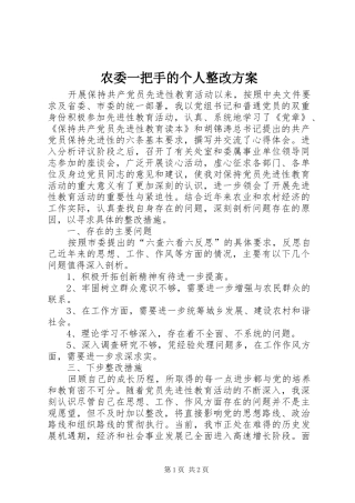 农委一把手的个人整改实施方案