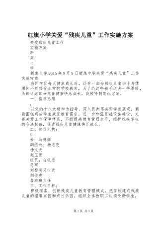 红旗小学关爱“残疾儿童”工作方案