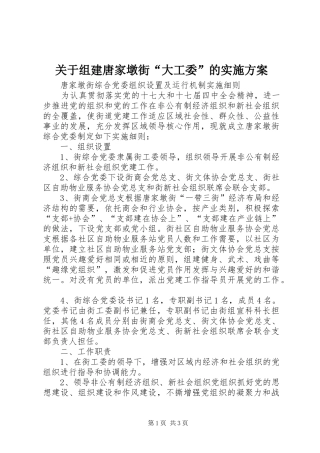 关于组建唐家墩街“大工委”的方案
