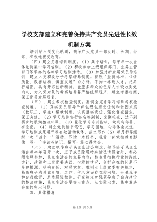 学校支部建立和完善保持共产党员先进性长效机制实施方案