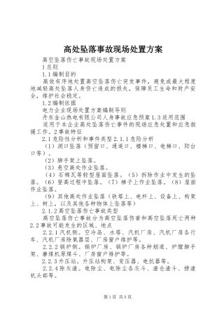 高处坠落事故现场处置实施方案