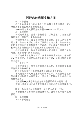 拆迁危破房屋方案