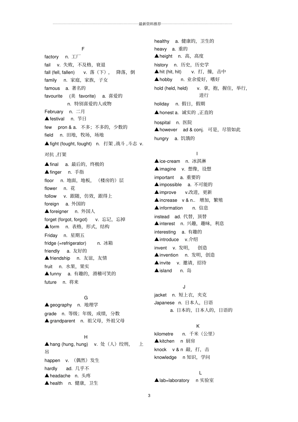 初中英语高频词汇精编版_第3页