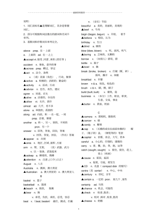 初中英语高频词汇精编版