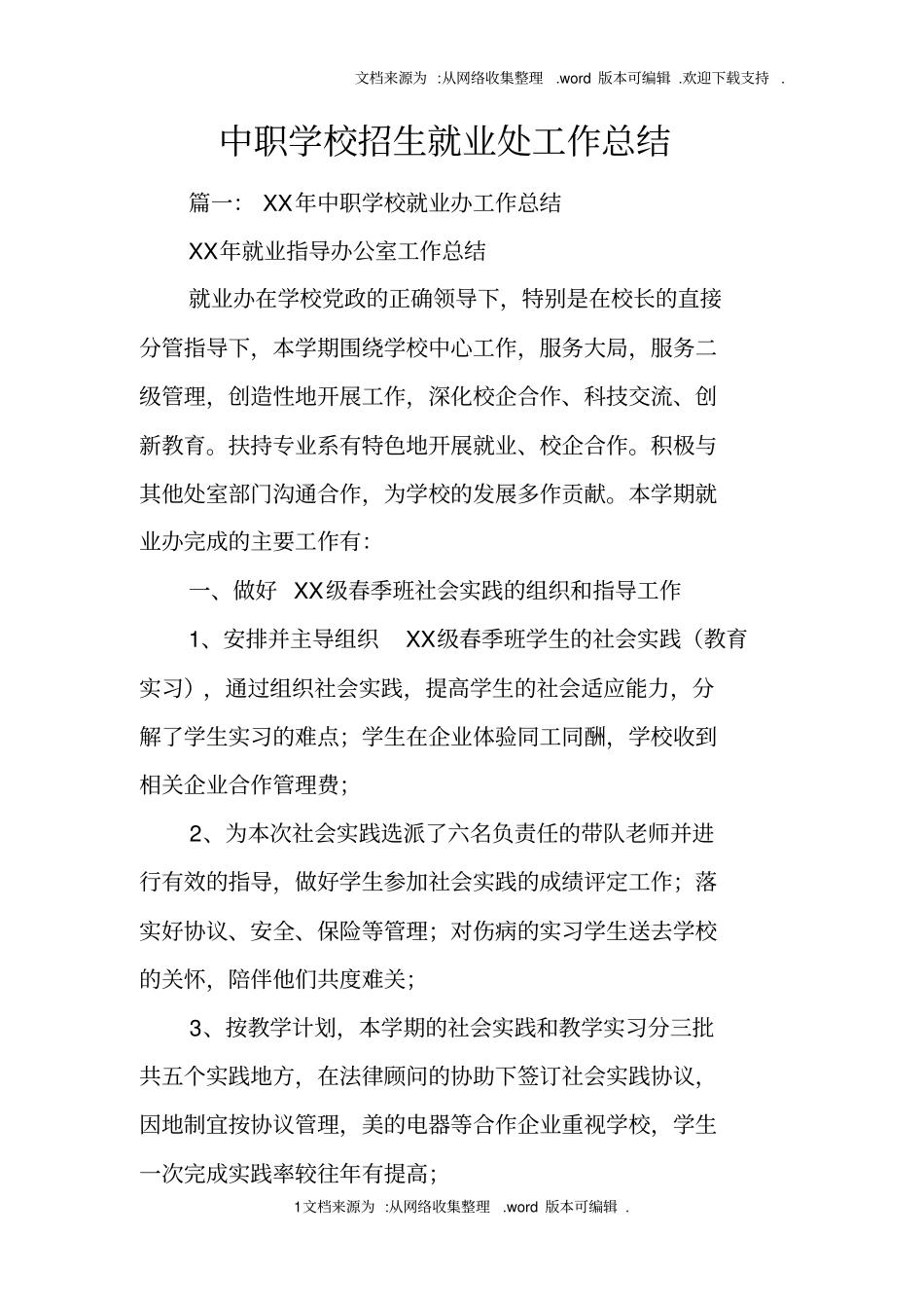 中职学校招生就业处工作总结_第1页