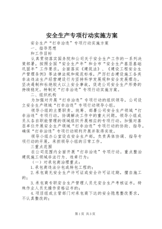 安全生产专项行动方案