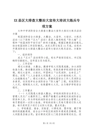 XX县区大排查大整治大宣传大培训大练兵专项实施方案