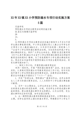XX年XX镇XX小学预防溺水专项行动方案5篇 (5)
