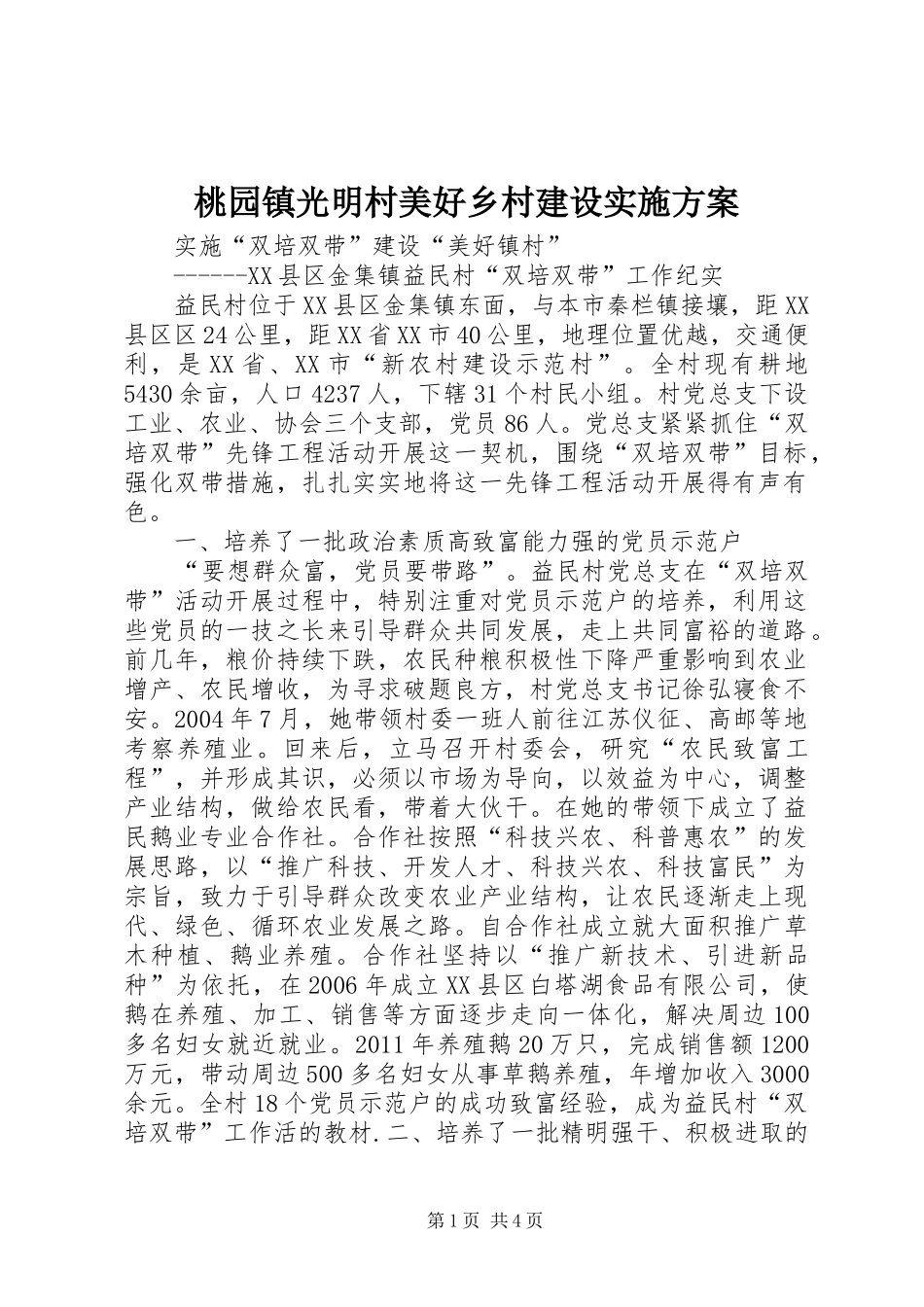 桃园镇光明村美好乡村建设方案_第1页