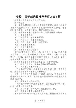 学校中层干部选拔推荐考察实施方案5篇 (5)