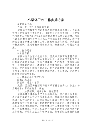 小学体卫艺工作方案