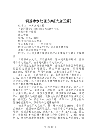 坝基渗水处理实施方案[大全五篇]