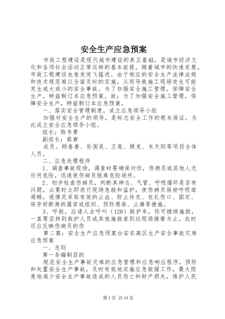 安全生产应急处理预案