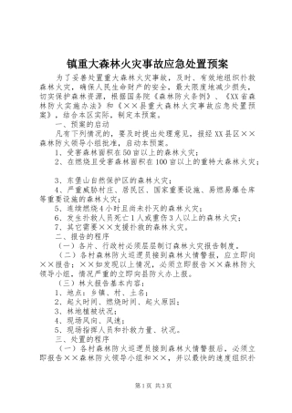 镇重大森林火灾事故应急预案