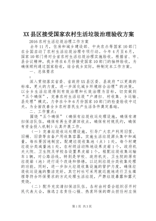 XX县区接受国家农村生活垃圾治理验收实施方案