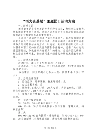 “活力在基层”主题团日活动实施方案