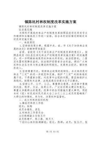 镇陈坑村林权制度改革方案