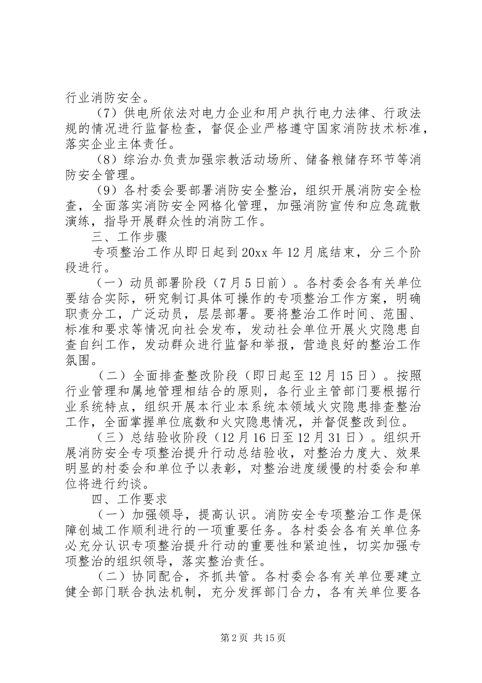 消防安全专项整治实施方案5篇_第2页