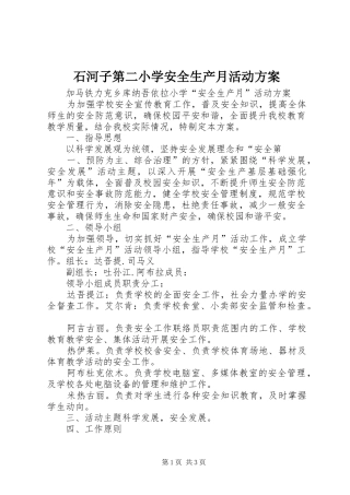 石河子第二小学安全生产月活动实施方案