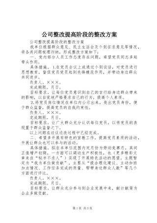 公司整改提高阶段的整改实施方案