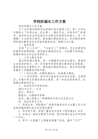 学校防溺水工作实施方案
