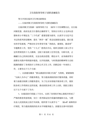 卫生院院领导班子述职述廉报告