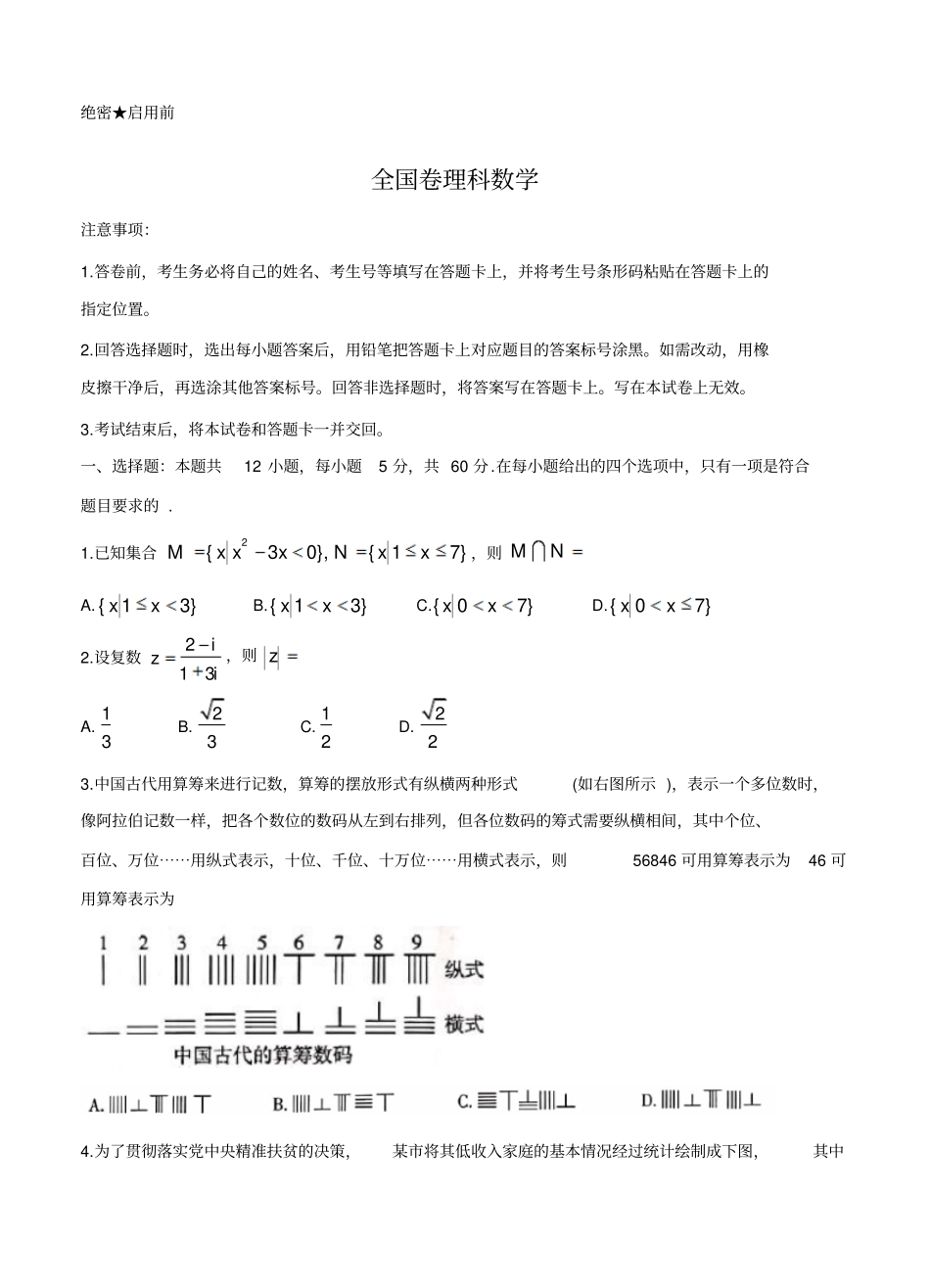 全国卷2020届高三数学(理)预测(含答案)_第1页