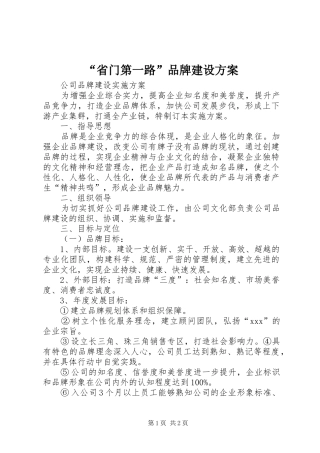 “省门第一路”品牌建设实施方案