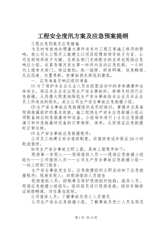 工程安全度汛方案及应急处理预案提纲