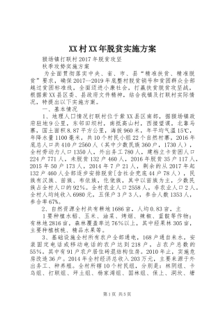 XX村XX年脱贫方案