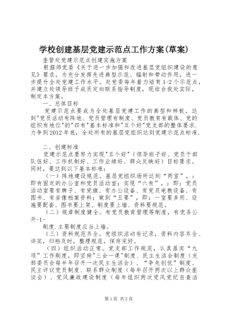 学校创建基层党建示范点工作实施方案(草案)