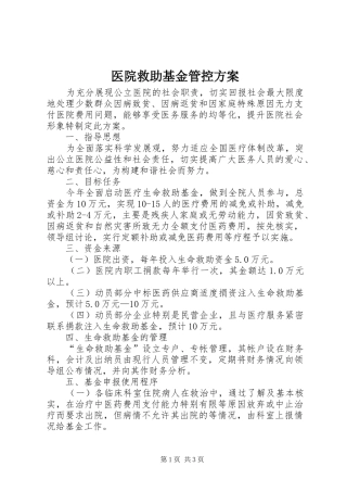 医院救助基金管控实施方案