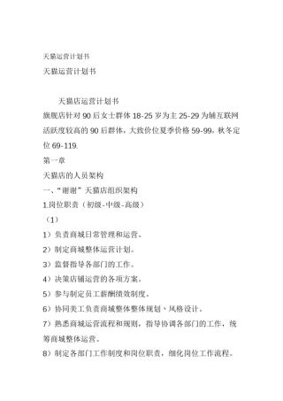 天猫运营计划书