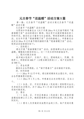 元旦春节“送温暖”活动实施方案5篇