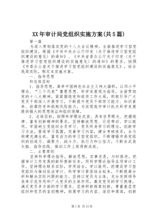 XX年审计局党组织方案(共5篇)